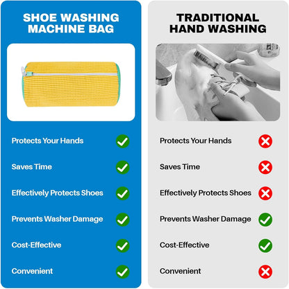 Shoe Washing Machine Bags: Reusable Laundry Bags for Sneakers and Tennis Shoes - 2-Pack Unstain Cleaning Kit (Yellow)