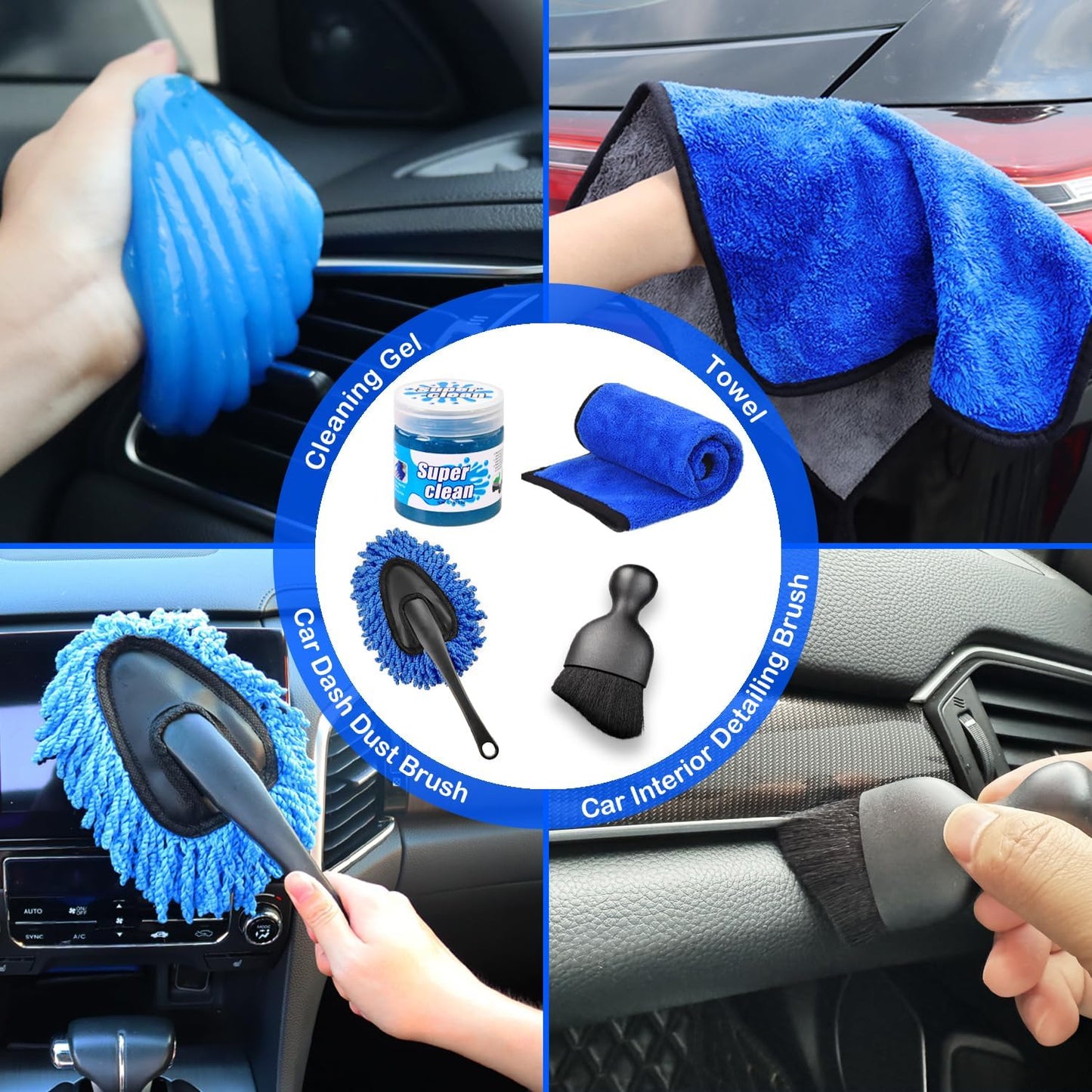 17-Piece Car Detailing Kit with Handheld Vacuum, Cleaning Brushes, and Windshield Tool - Comprehensive Interior Cleaning Supplies for Automotive Care