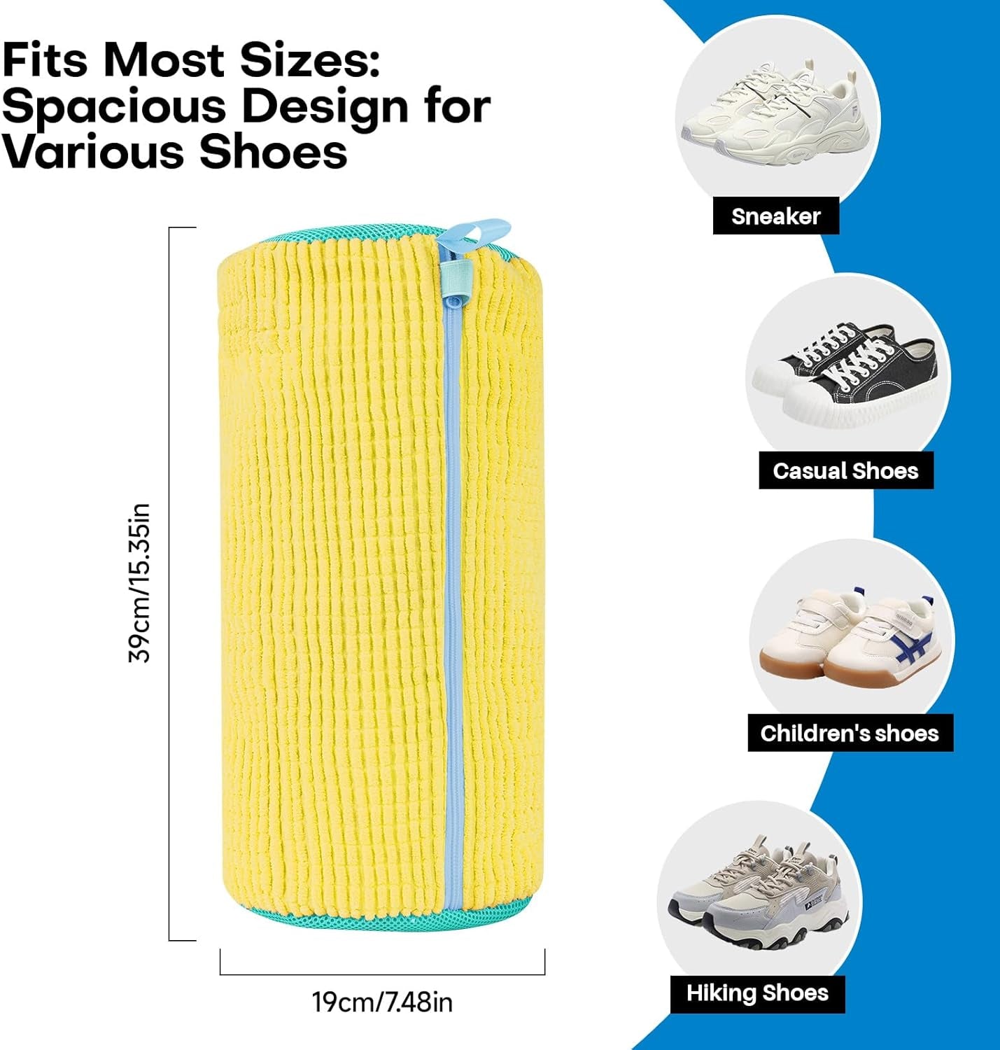 Shoe Washing Machine Bags: Reusable Laundry Bags for Sneakers and Tennis Shoes - 2-Pack Unstain Cleaning Kit (Yellow)
