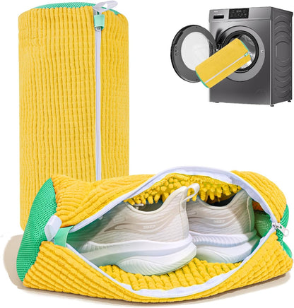 Shoe Washing Machine Bags: Reusable Laundry Bags for Sneakers and Tennis Shoes - 2-Pack Unstain Cleaning Kit (Yellow)