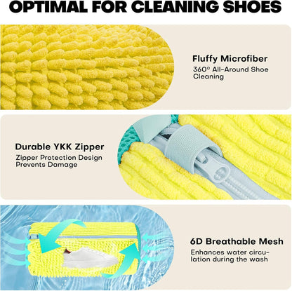 Shoe Washing Machine Bags: Reusable Laundry Bags for Sneakers and Tennis Shoes - 2-Pack Unstain Cleaning Kit (Yellow)