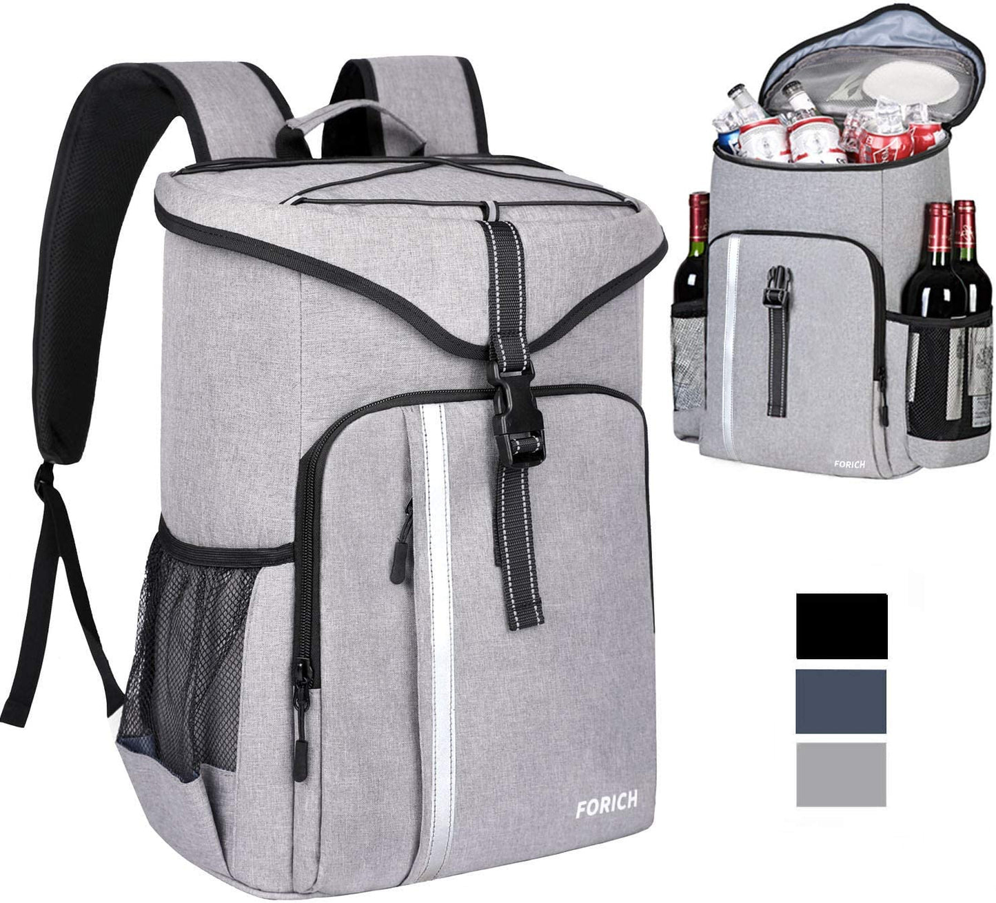 Insulated Waterproof Backpack Cooler Bag - Lightweight Soft Cooler for Work, Lunch, Picnics, Camping, and Hiking - Holds Up to 30 Cans
