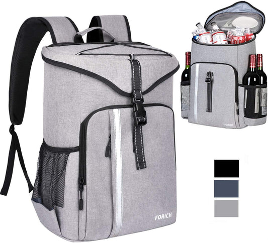 Insulated Waterproof Backpack Cooler Bag - Lightweight Soft Cooler for Work, Lunch, Picnics, Camping, and Hiking - Holds Up to 30 Cans