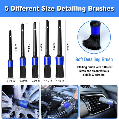 17-Piece Car Detailing Kit with Handheld Vacuum, Cleaning Brushes, and Windshield Tool - Comprehensive Interior Cleaning Supplies for Automotive Care