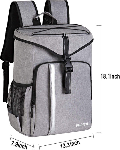 Insulated Waterproof Backpack Cooler Bag - Lightweight Soft Cooler for Work, Lunch, Picnics, Camping, and Hiking - Holds Up to 30 Cans